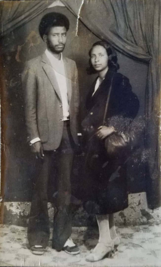 Professor Meareg Amare and his wife in Bahir Dar, February 8, 1986.
