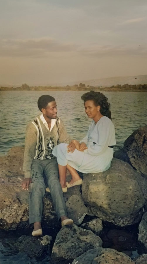 Professor Meareg Amare at the shores of Lake Tana in Bahir Dar, late 1980s.
