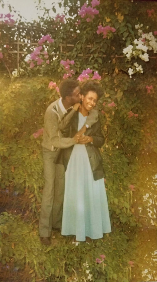 Professor Meareg Amare and his wife at Ghion Hotel in Bahir Dar, 1991.