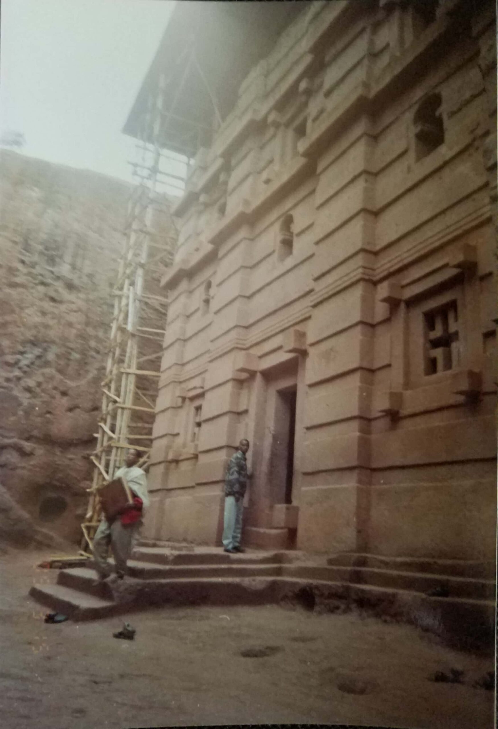 Professor Meareg Amare visiting the rock-hewn churches of Lalibela, Amhara Region, late 1990s.