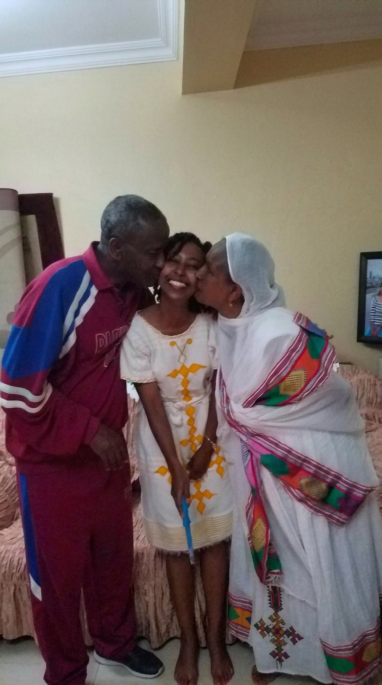 Professor Meareg Amare and his wife celebrating their daughter's birthday in Bahir Dar.