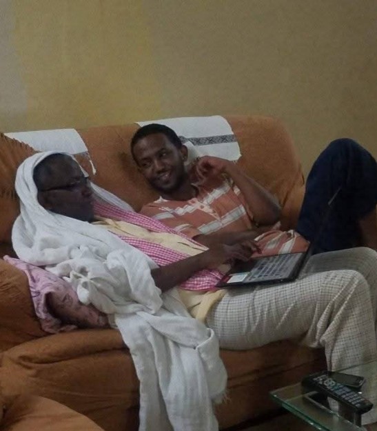 Professor Meareg Amare with his son in Bahir Dar, January 28, 2020.