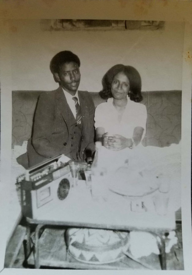Professor Meareg Amare and Nigisti Hailu following their wedding day at Miss Ayalnesh Hotel, Dabat, North Gondar, April 23, 1985.