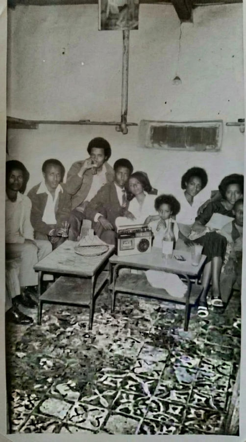 Professor Meareg Amare and Nigisti Hailu with friends at their wedding reception, Dabat, North Gondar, April 22, 1985.