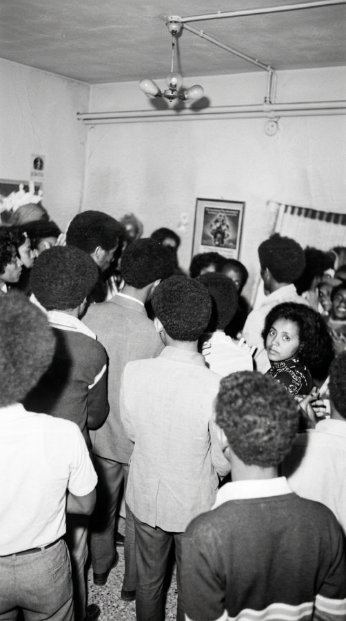 Professor Meareg Amare and Nigisti Hailu on their wedding day, styled with the era's Afro hairstyle.