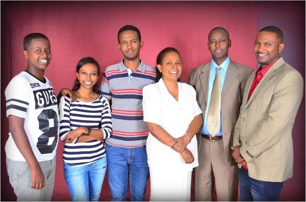 The Meareg family, including Professor Meareg Amare's wife and children