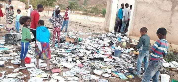 A war-damaged school building in Tigray awaiting repair
